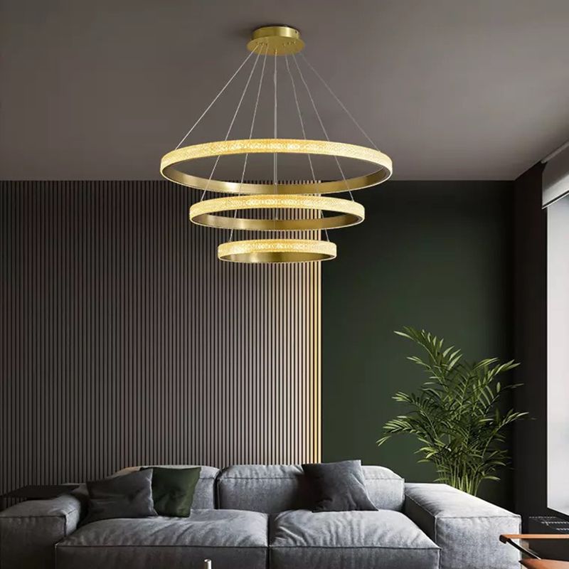 Multi Lights Circle Pendant Chandelier Modern Style Metal Hanging Lamps