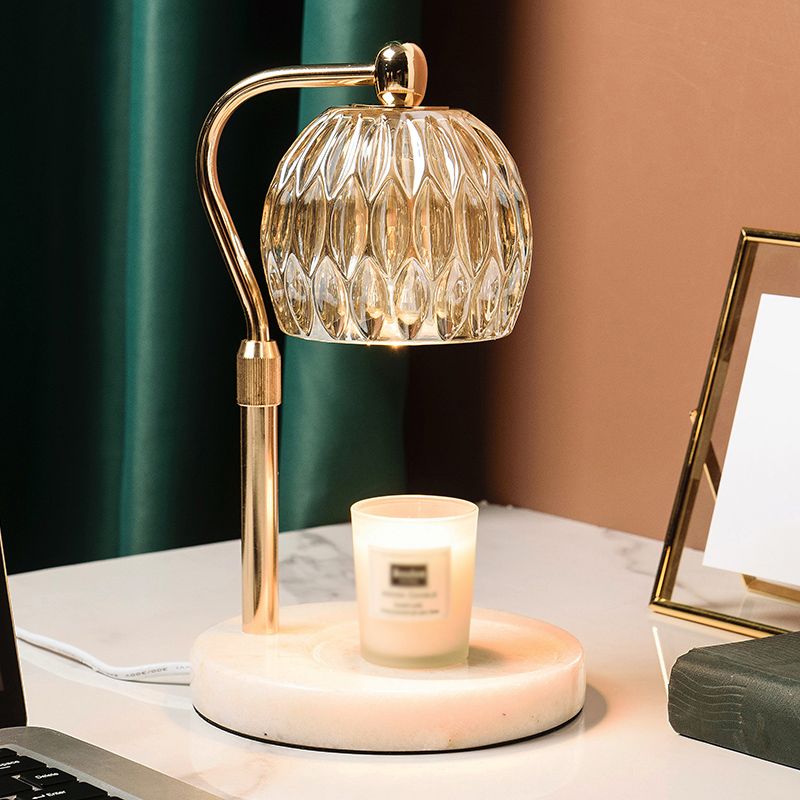 Nordic Glass Table Lamp Aromatherapy Melting Wax Desk Lamp without Candles for Bedroom