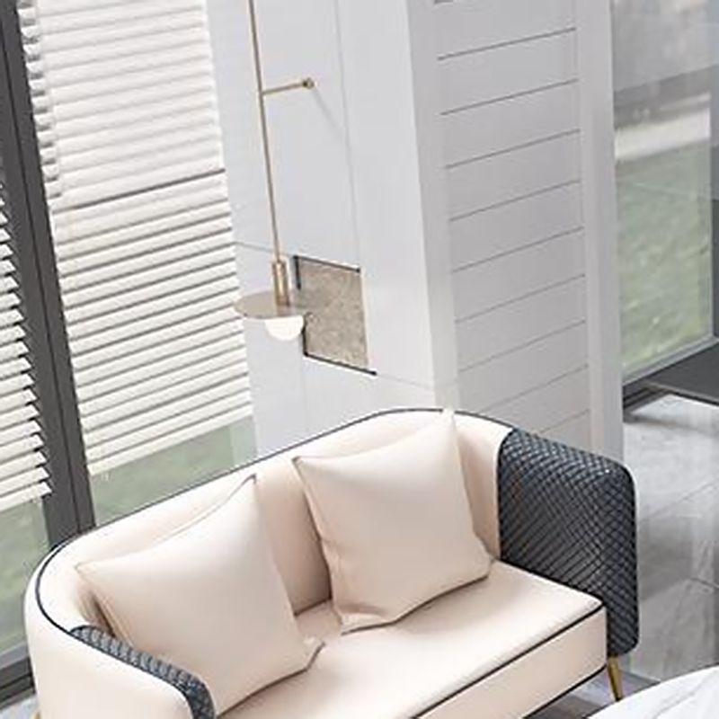 Modern Tuxedo Arm Sofa 29.53" H Faux Leather Seating with Gold Frame