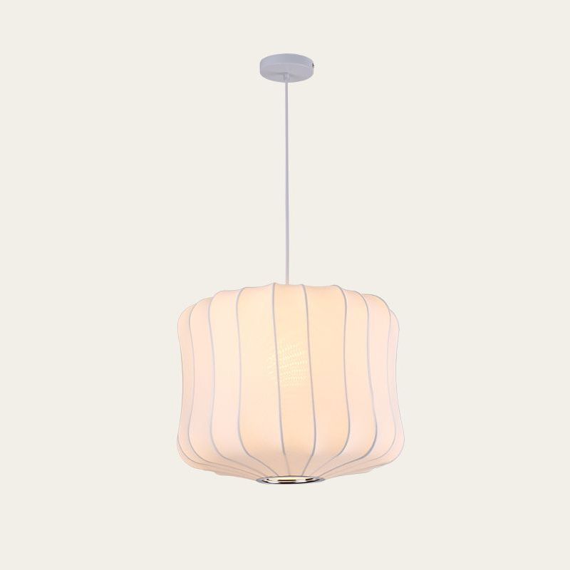 Modern Style Geometric Hanging Lights 1-Light Fabric Pendant Lamp in White