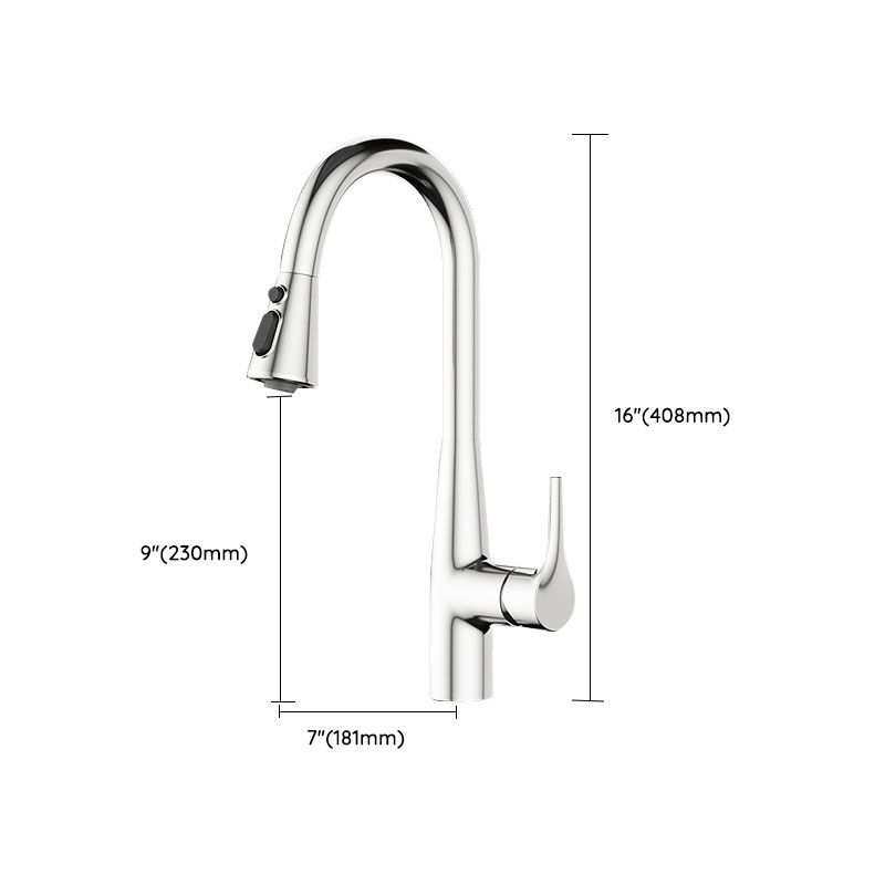 Modern Style Bar Faucet Copper Lever Handle Pull Down Gooseneck Bar Faucet