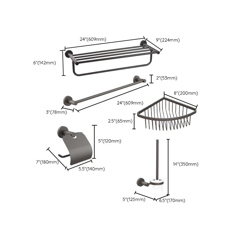 Grey Accessories Hardware Set Modern Bathroom Accessories Hardware Set