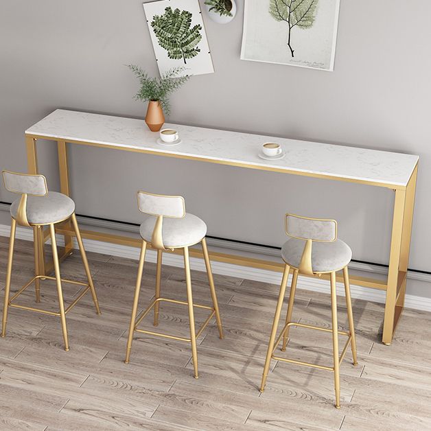 42-inch Height Cocktail Bar Table Glam Style Stone Top Bar Table for Living Room