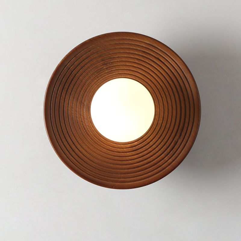 Geometry Shape Ceiling Lamp Modern Simple Style Wood 1 Light Flush Mount for Corridor Aisle