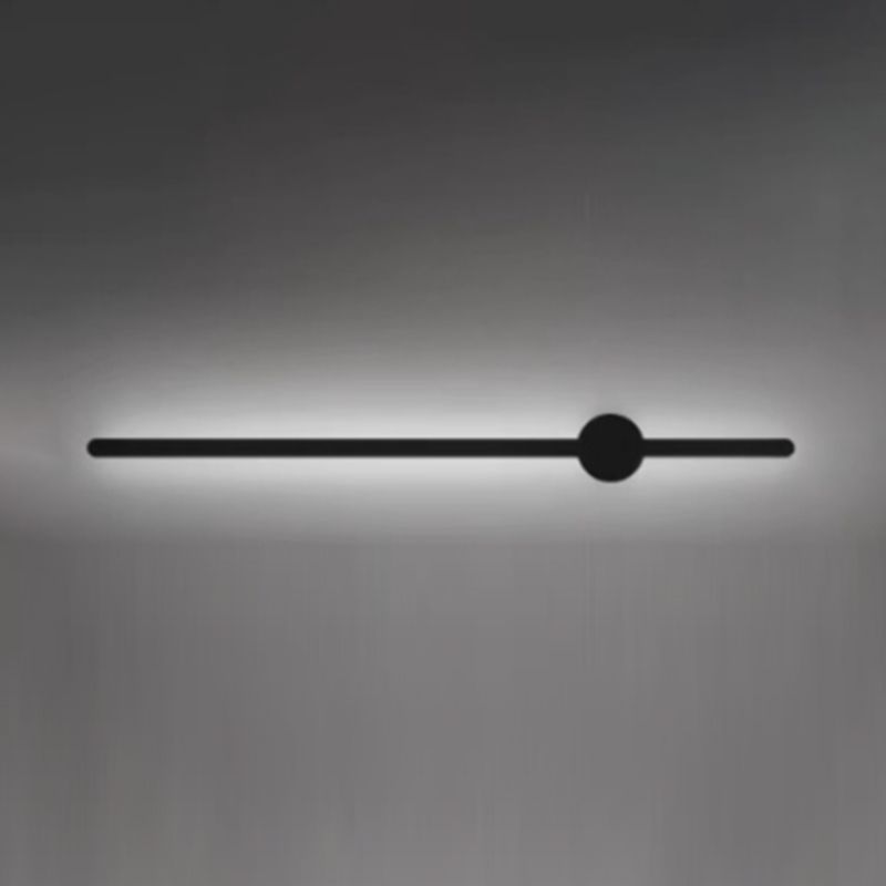 Metal Linear Shape Wall Mount Lighting Modern 1-Light Wall Mount Light Fixture in Black