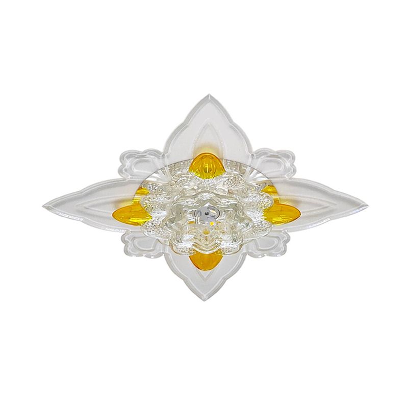 Blossoms Hall Flushmount Ceiling Lamp Nordic Clear and Amber Crystal Glass LED Light Fixture
