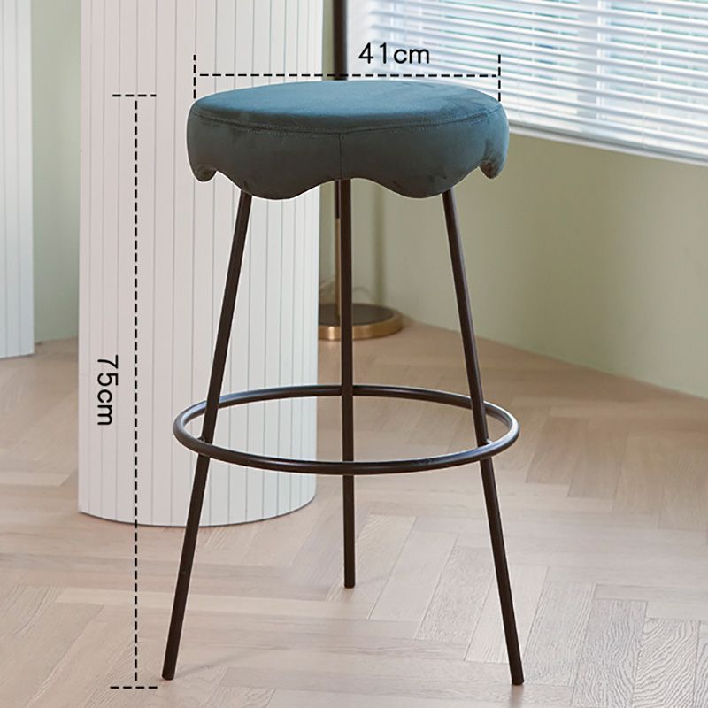 Contemporary Style Counter Stool Upholstered Bar-height Bar Stool with Metal Base