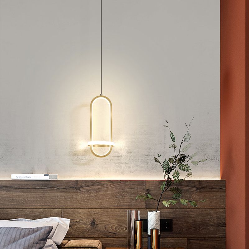 Led-in-stijl LED-hangende hanglamp geometrische hangende lamp met metalen schaduw