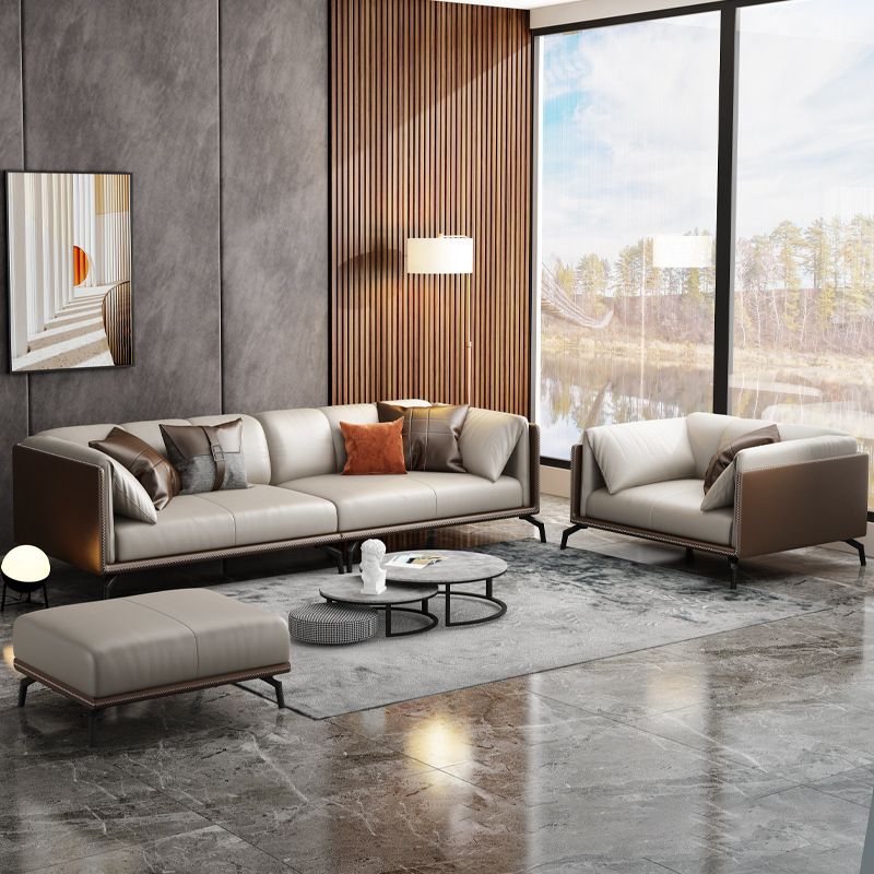 Genuine Leather Pillow Top Arm Modern Sofa/Sectional with Removable Cushions for Apartment