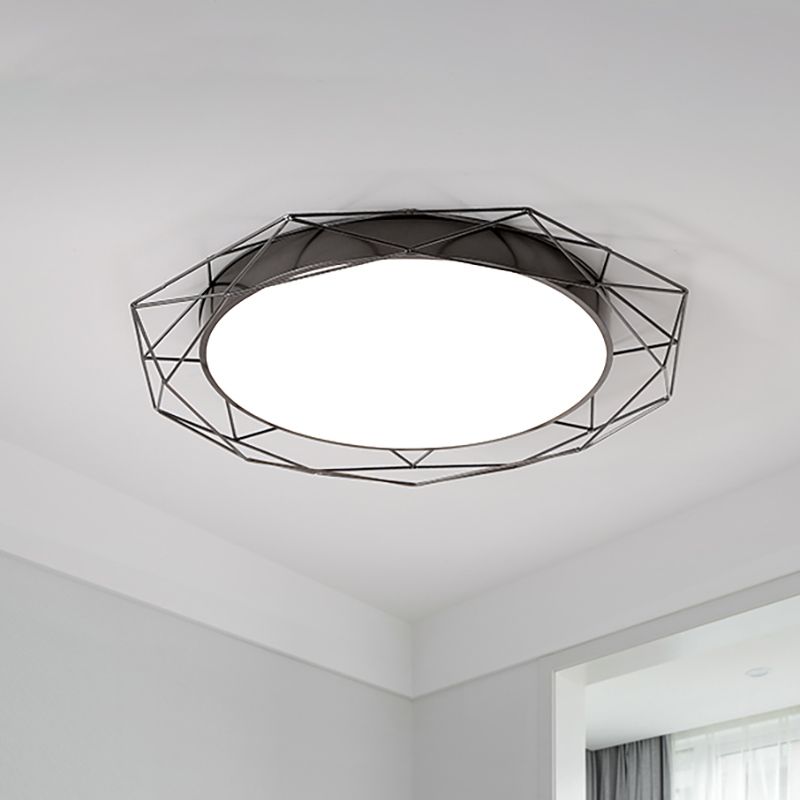 Tour métal-Flush Mount Ceiling Light with Wire Frame Nordic Gold / Black Ceiling Lighting for Bedroom, 21.5 "/25.5" Wide