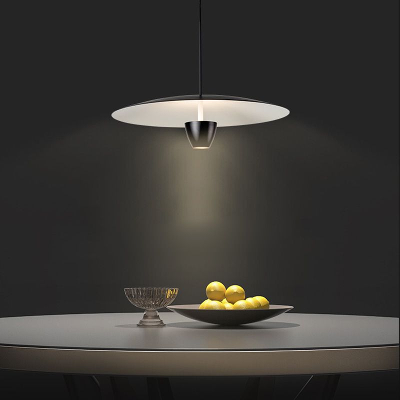 Salle à manger Neutre pendentif léger en métal noir LED de plafond simple