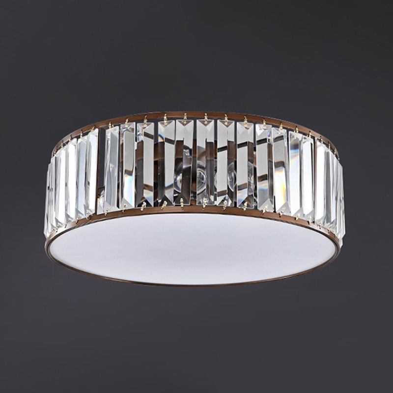 Modernism Crystal Flush Mount Drum Shade Ceiling Light Fixture for Bedroom