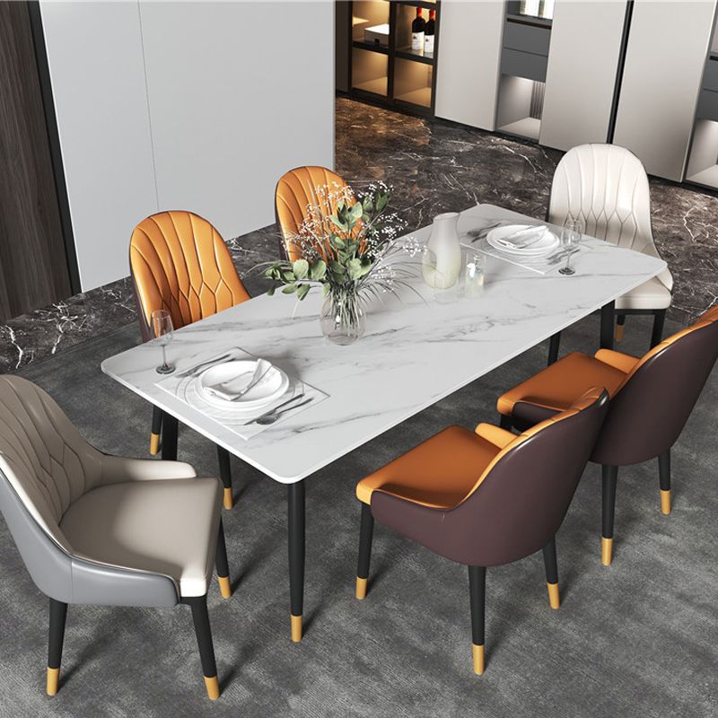 Modern Dining Rectangle Table Sintered Stone Table with Metal Legs for Home