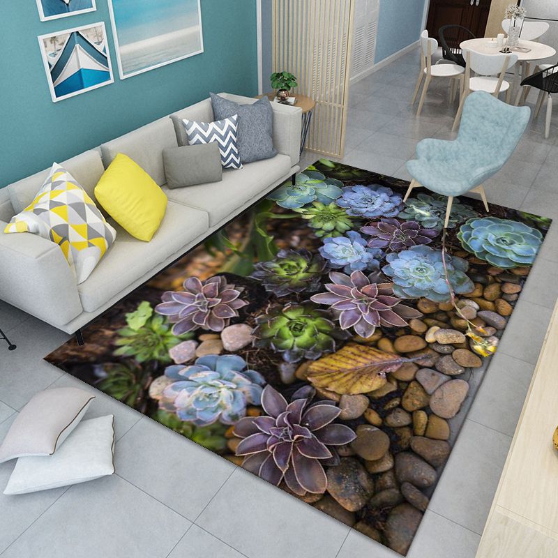 Modern Floral Pattern Rug Multi-Color Polyster Indoor Rug Pet Friendly Stain-Resistant Carpet for Childrens Bedroom