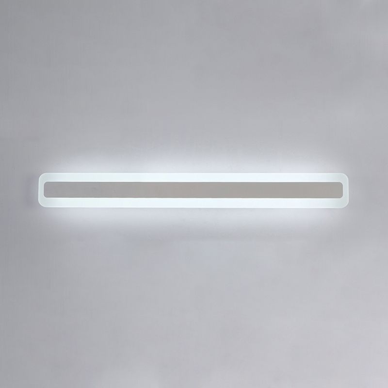 1-Light Linear Shade Wall Sconce Modern Simple Style Mirror Wall Lighting in Silver