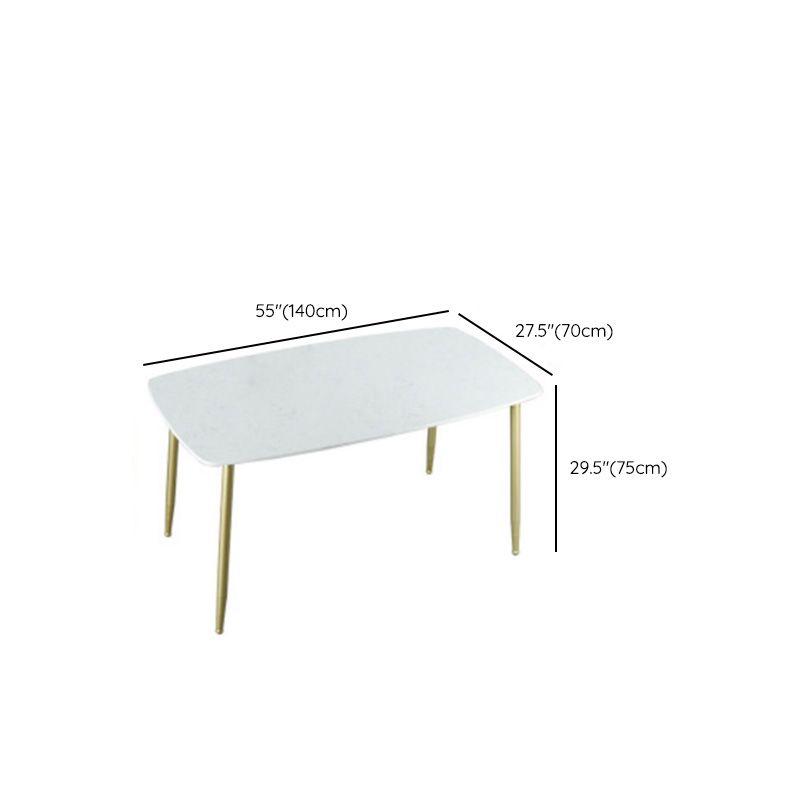 Rectangle Golden Base Dining Table Glam Faux Marble Table for Dining Room