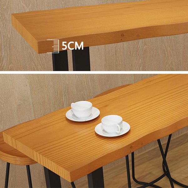 Rectangle Pine Wood Top Bar Table Industrial Bar Table with Double Pedestal