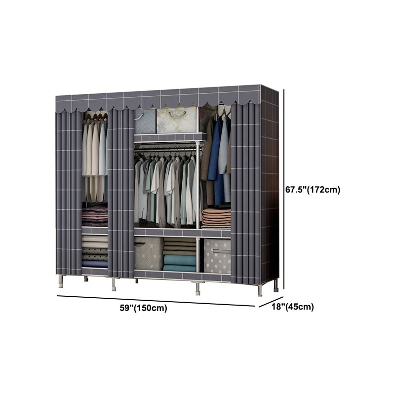 Modern Style Bedroom Wardrobe Metal Wardrobe Closet with Shelves
