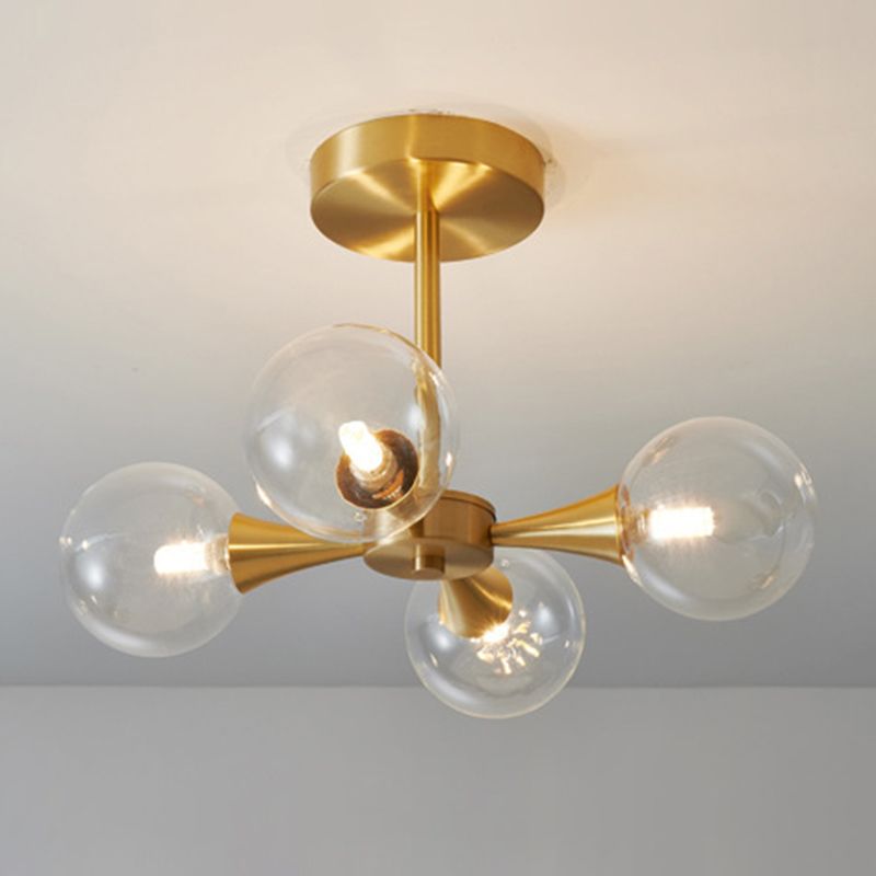 Post-Modern Starburst Hanging Chandelier Light Glass Shade Ceiling Chandelier in Gold for Living Room