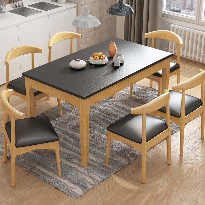 Contemporary Kitchen Dinner Table Rectangle Stone 4 Legs Dining Table