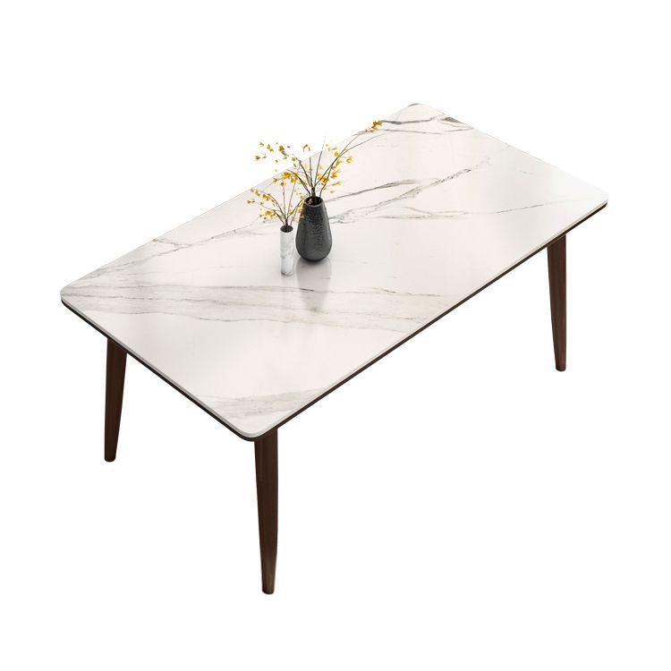 Contemporary Sintered Stone Top Standard Dining Set White for Kitchen Dining Set with 4 Legs Table
