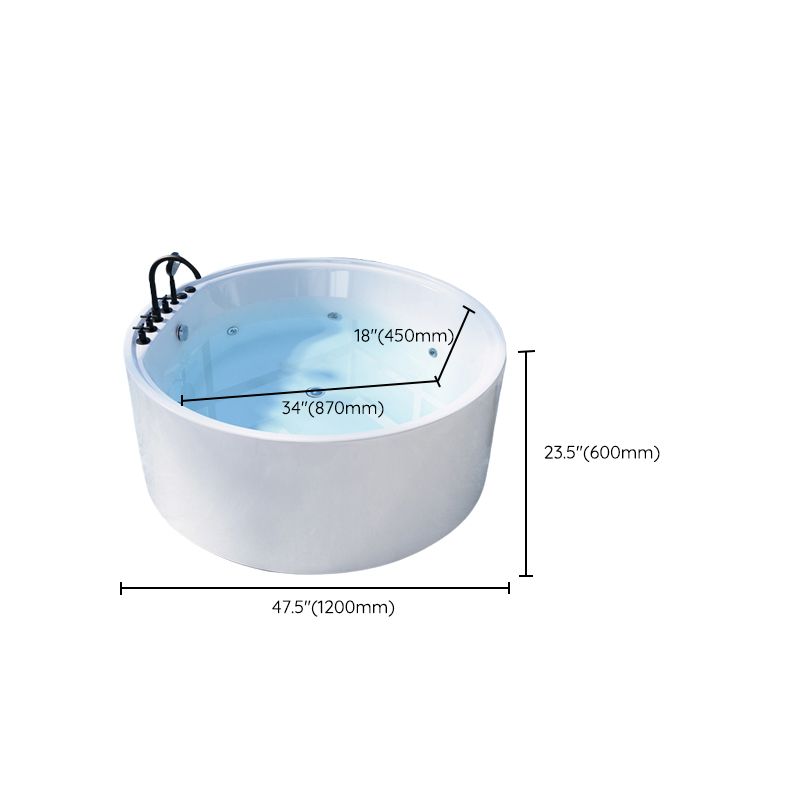 Round Freestanding Soaking Bathtub Modern Acrylic-Fiberglass White Bathtub
