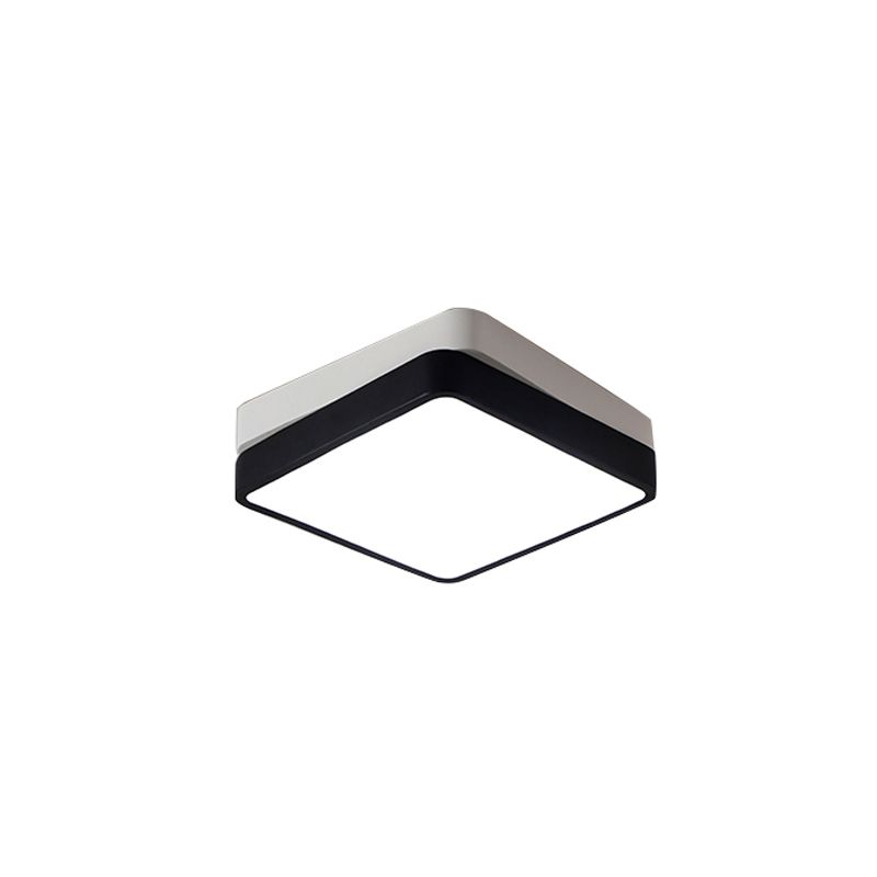 Plafonnier LED carré/rectangulaire noir en métal nordique pour chambre à coucher en blanc chaud/blanc, 11"/19"/35,5" de large