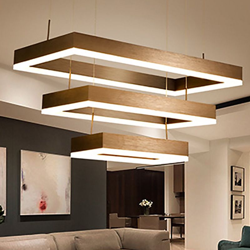 Brown Aluminum Chandelier Lighting Fixture Modern Clusters Pendant for Living Room