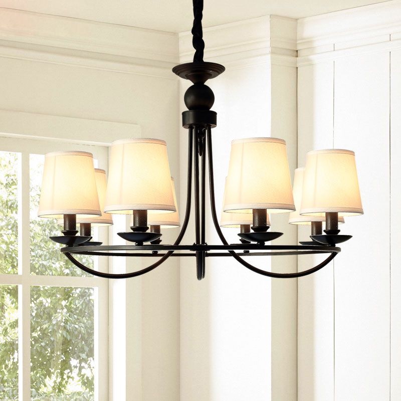 Stoff sich verjüngter trommelkronleuchter Anhänger leichte Vintage Wohnzimmer hängen Licht in Schwarz