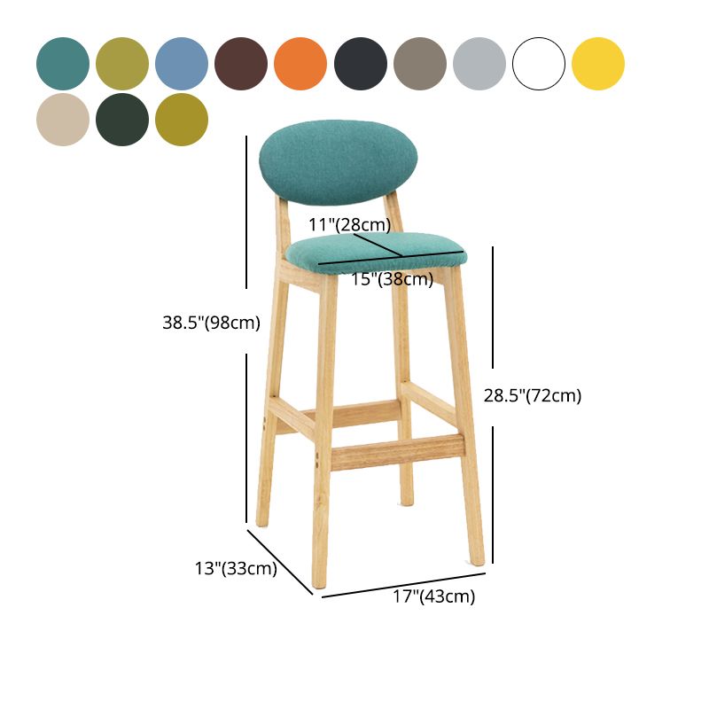 Milk Tea Shop Scandinavian Leather Stool Matte Finish Rubberwood Footrest Barstool
