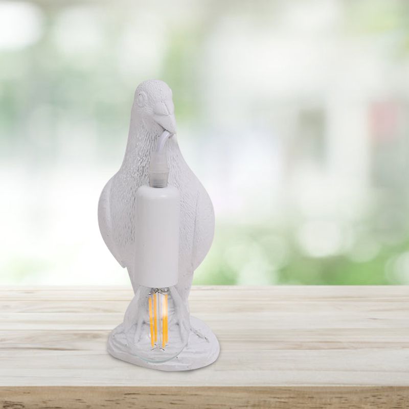 Nordic Style Bird Shaped Desk Light 1 Light Resin Night Table Lamp in White/Black for Bedroom