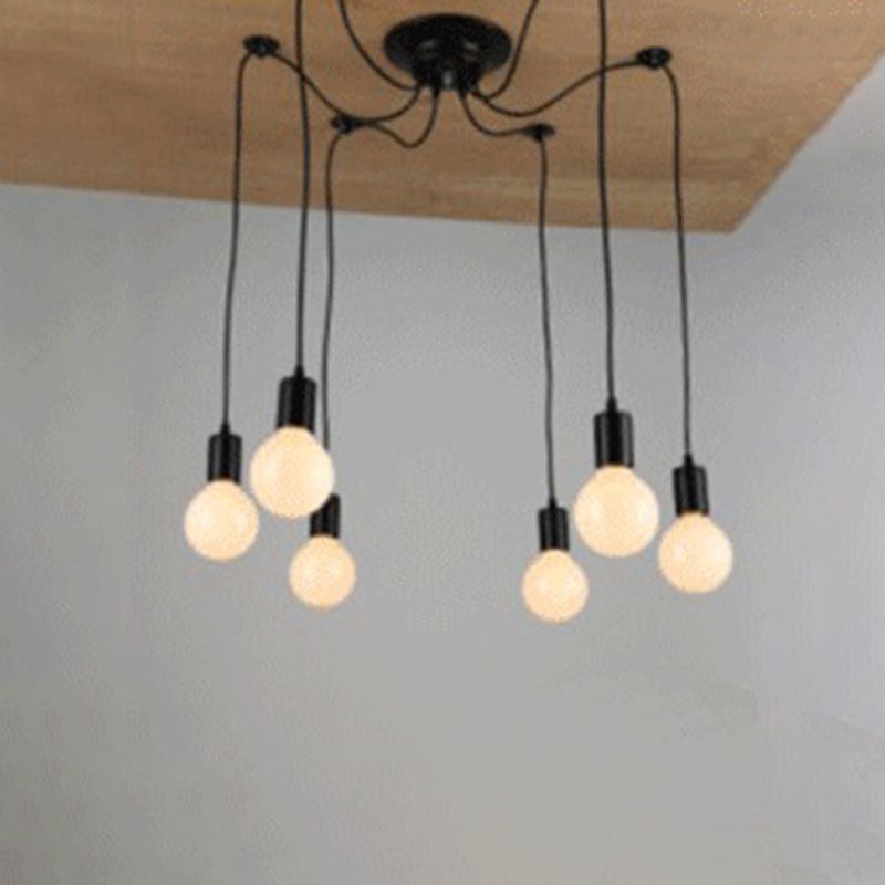 Zwart industrieel hanglamp, industriële metalen hanglamp met een lang touw