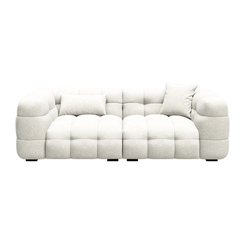 Biscuit Back Sofa Stain Resistant Modern Tuxedo Arm Sofa in White