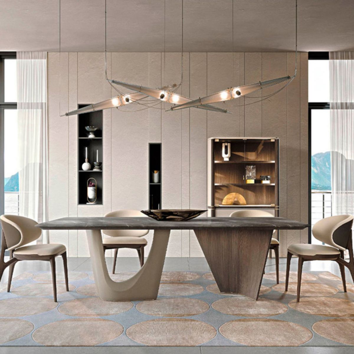 Double Pedestal Dining Room Table Contemporary Dinner Room Table