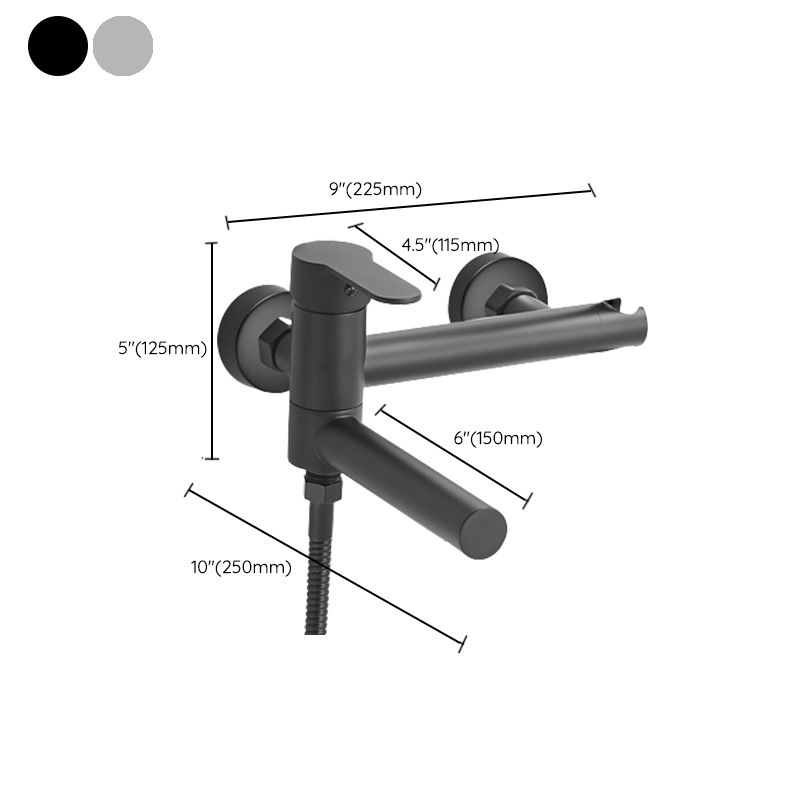 Wall Mounted Metal Rotatable Tub Filler Single Handle Faucet