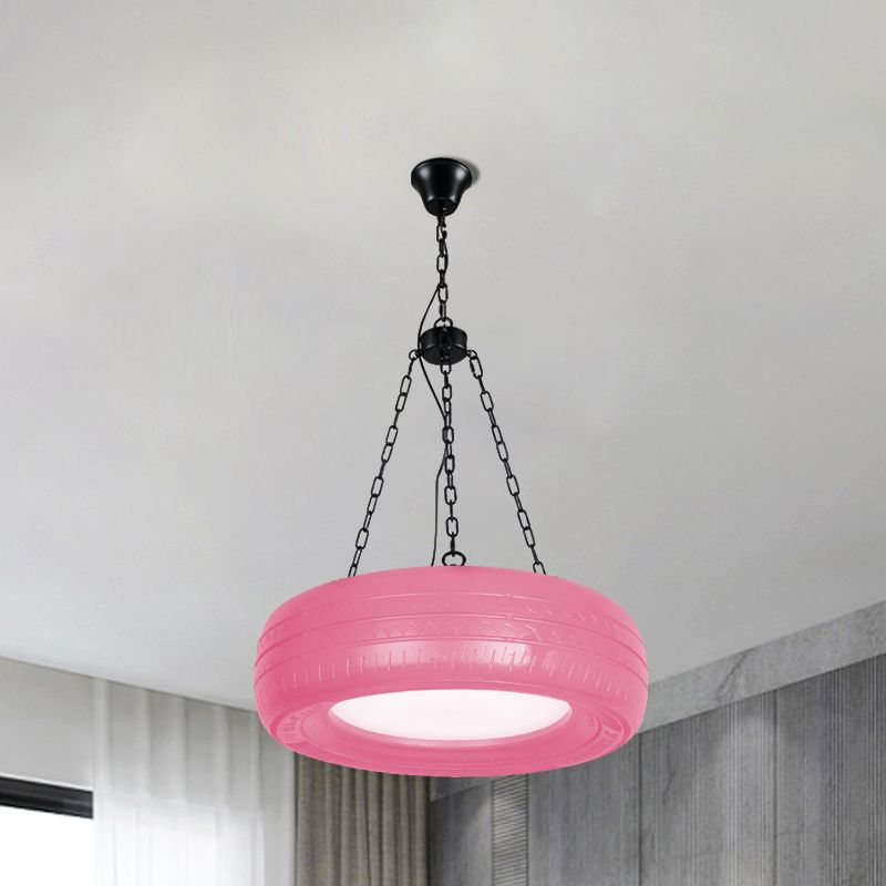 Creative Industrial Hanging Light Car Tire Rubber Chandelier with Hanging Chain for Bar