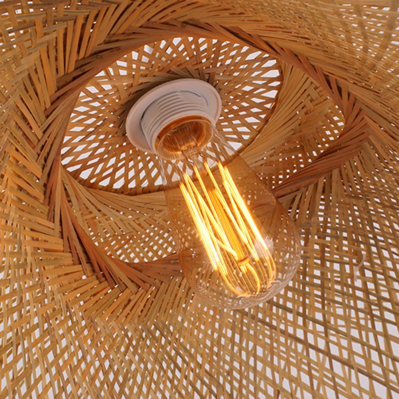 Handwebige Bambus hängend hängendes Licht 1-Licht Asiatischer Stil HABTE LEISTUNG FÜR FAUER ESSIONEN ZUHAMPLUNG