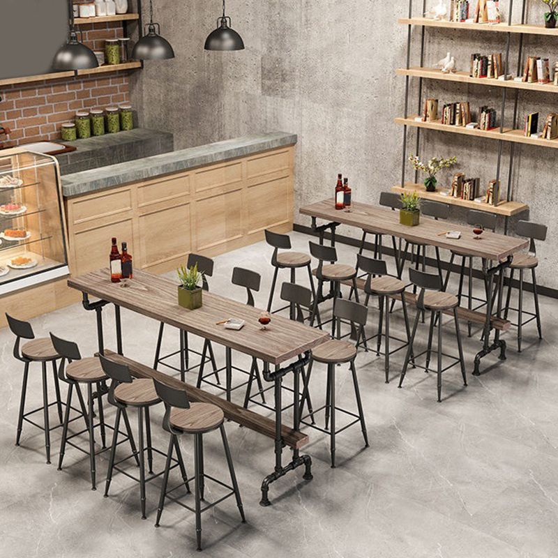Industrial Solid Wood Bar Table Rectangle Dining Table for Kitchen