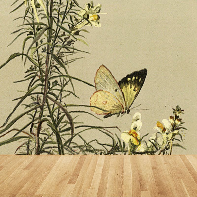 Extra Large Botanical Mural Brown Non-Woven Wall Art for Indoor Decor, Custom Printed