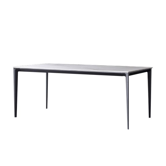 Stone Top Dining Table Contemporary Dining Table with 4 Black Legs