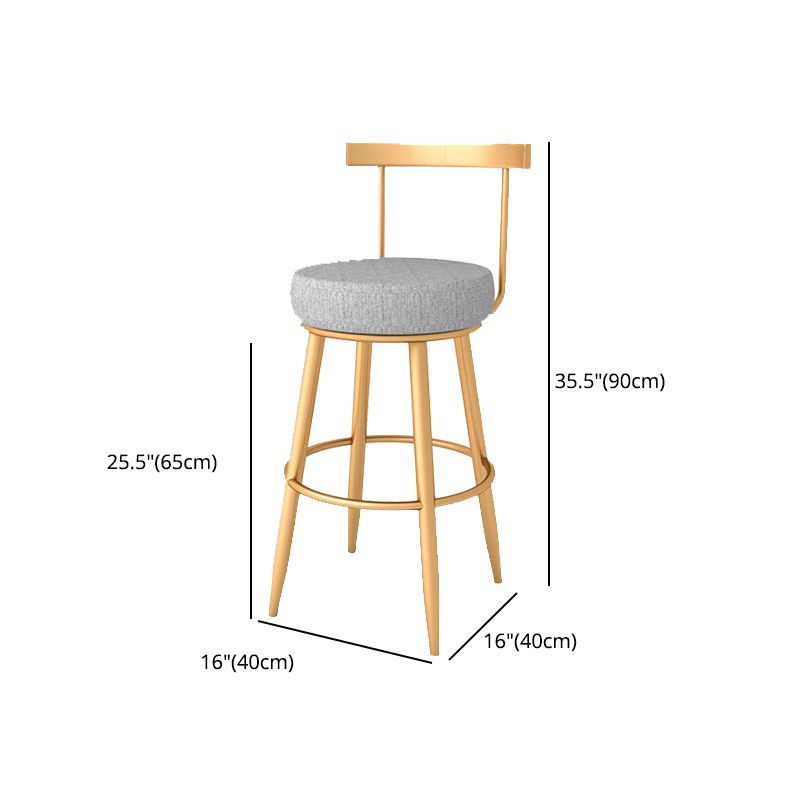 Taburete de bar estilo Glam con reposapiés, patas de metal, respaldo bajo para barra de cocina