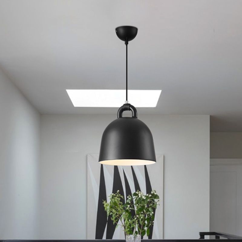 Domed Pendant Lamp Contemporary Metal 1 Light Black Suspension Lighting for Dining Room
