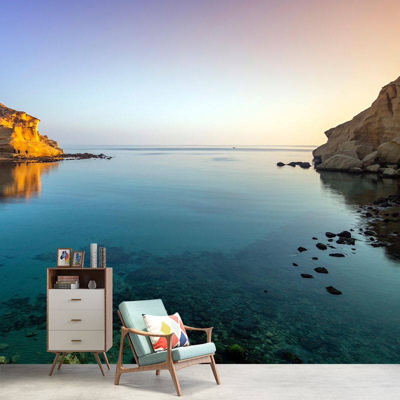 Sea Mural Wall Covering Decorative Mildew Resistant for Bathroom