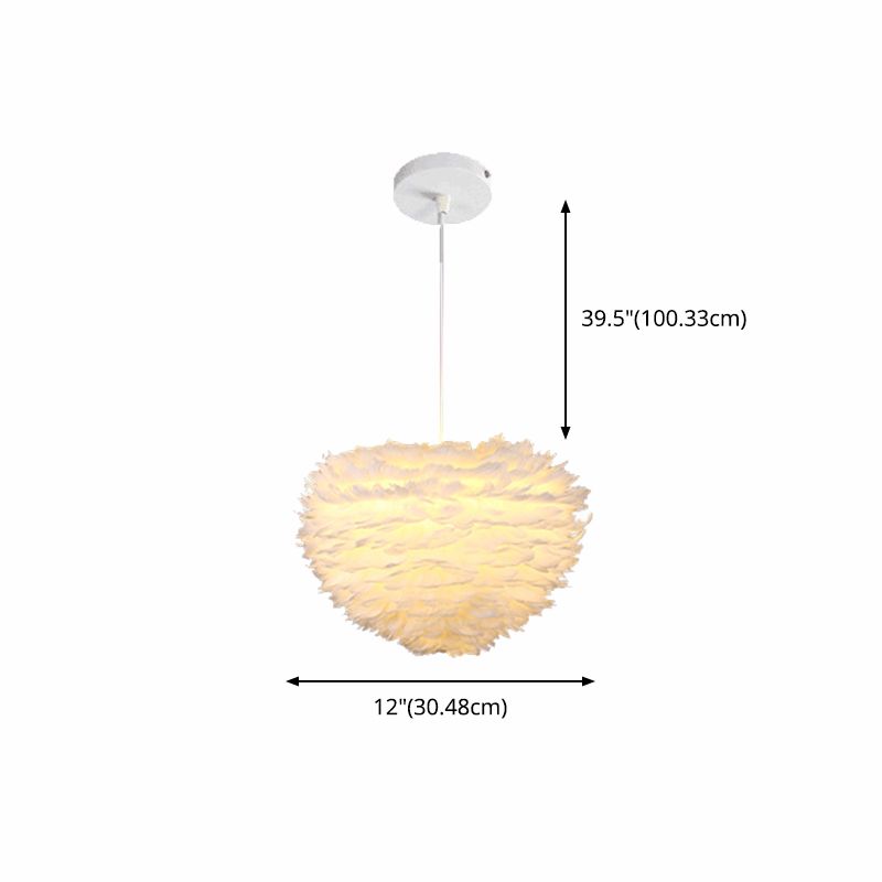 Eigentijdse bol kroonluchter hanger lichte veer gesuspendeerd verlichting voor slaapkamer