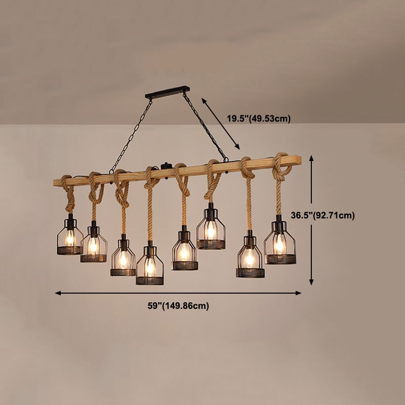 Industrial Island Light Fixtures Rope Multiple-Light Island Pendant Lights
