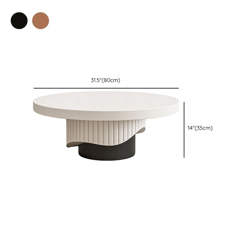 Modern Coffee Table Wooden Round Nesting Coffee Table Set with Pedestal Legs
