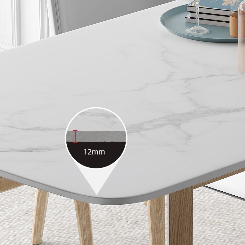 Simplicity Rectangle Dining Room Table Sintered Stone Table with Trestle Base