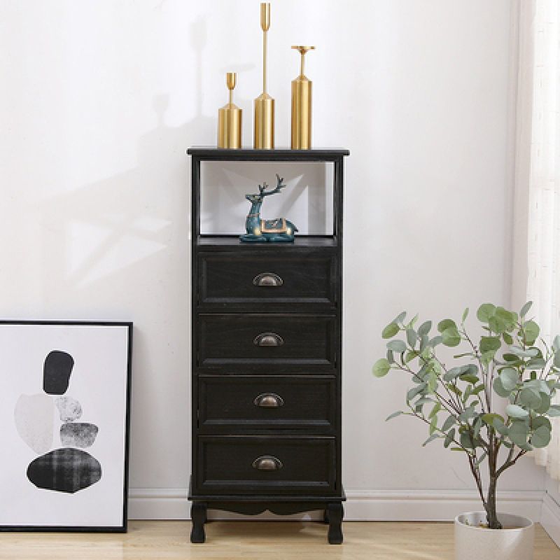 Modern Wood Accent Chest with Drawers and Shelf 11.81" Wide Chest
