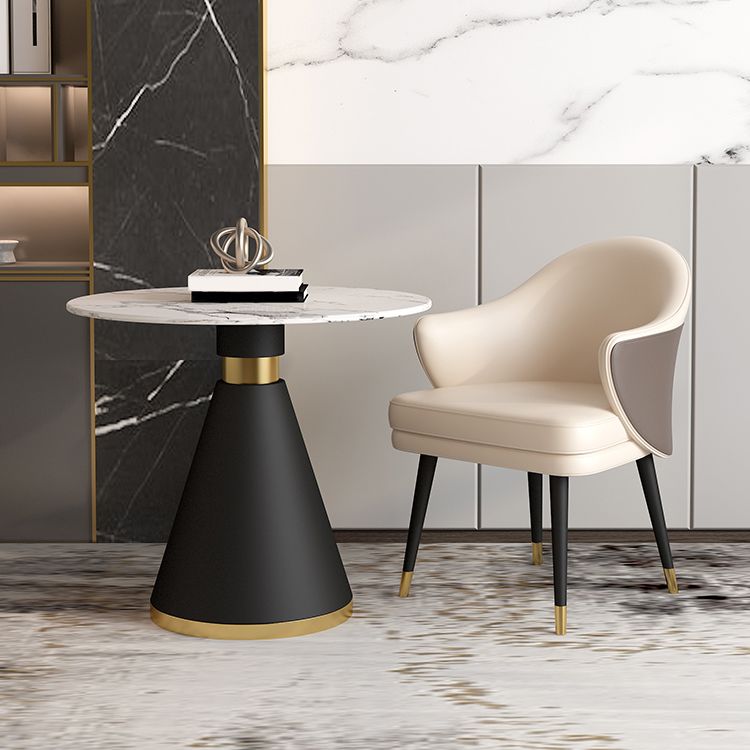 Metal Traditional Luxury Round Table Sintered Stone Top Table with Metal Pedestal