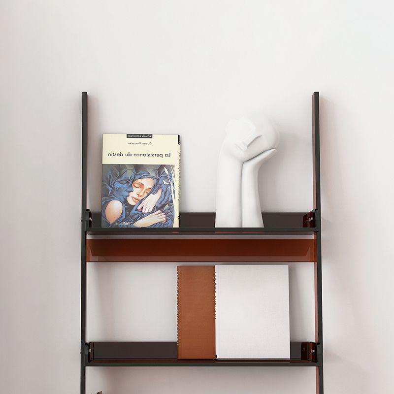 Contemporary Acrylic Bookcase Ladder Open Back Bookshelf with Shelves